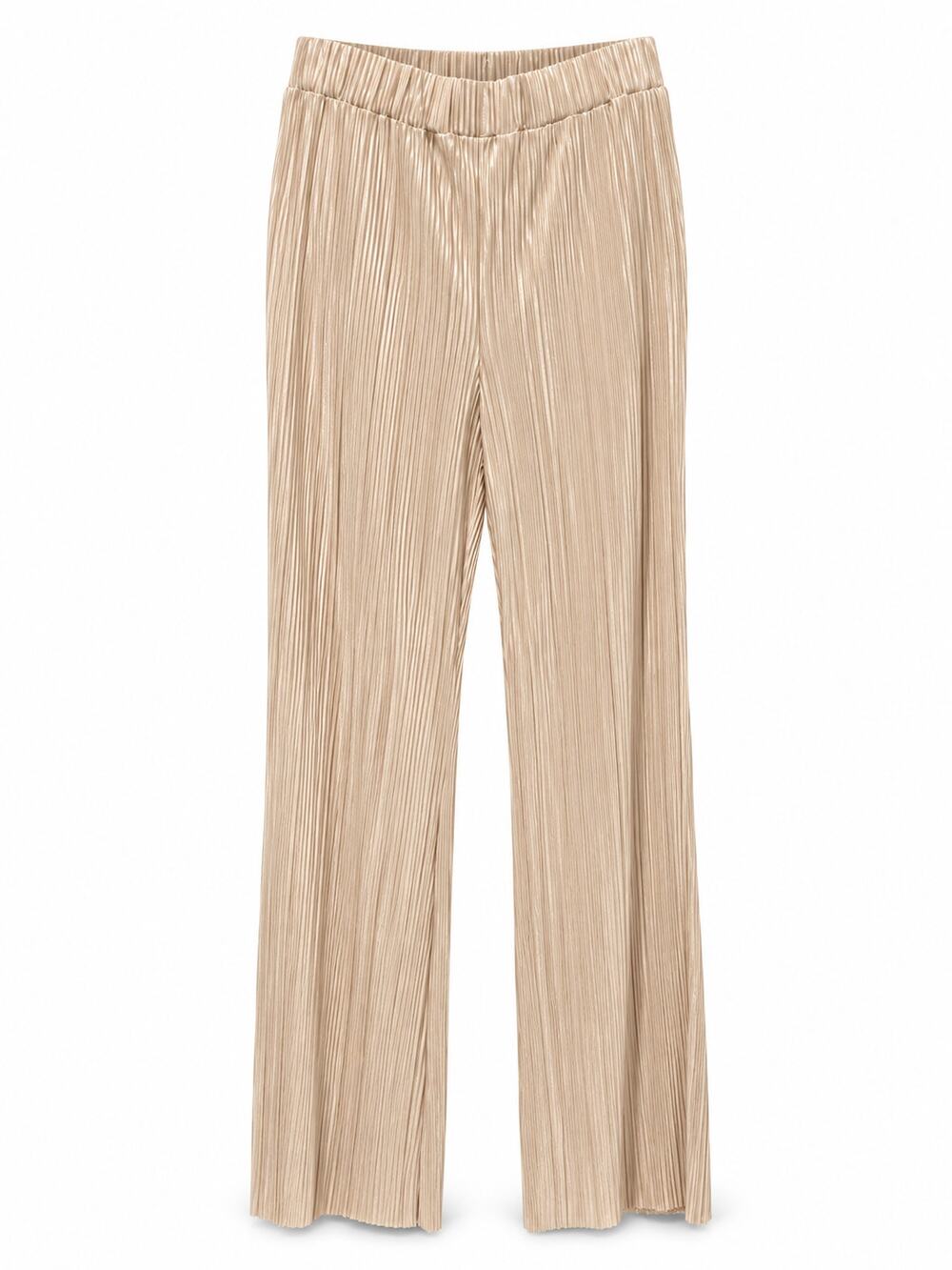 Nicole Miller New York Champagne Pleated Satin Wide-Leg Pants Size S Holiday